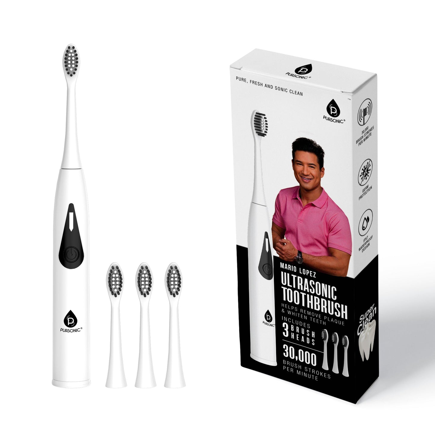 Mario Lopez Triple-Head Electric Tooth Wizard - 30,000 Strokes Per a