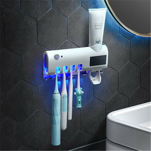 Bathroom Toothbrush Holder With Toothpaste Dispenser